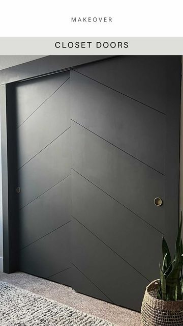 3 Door Sliding Closet Doors, Flat Closet Door Makeover, Paint Closet Doors Sliding, Elegant Closet Doors, Refinish Closet Doors, Black Sliding Closet Doors, Updated Sliding Closet Doors, Sliding Door Update, Painted Sliding Closet Doors