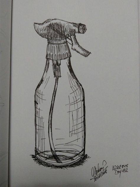 Spray Bottle. Everyday Drawing Challenge in less than 30min. Day 132. Spray Bottle Drawing, Drawing Diary, Sketching Practice, Figure Sketches, Bottle Drawing, Human Figure Sketches, Object Drawing, Cleaning Motivation, Figure Sketching