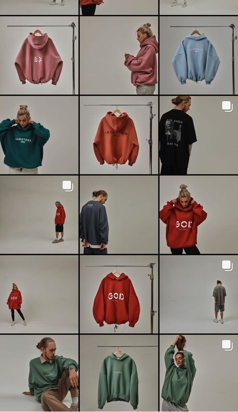 Folded Hoodies Aesthetic, Fashion Store Instagram Feed, Clothing Feed Instagram, Clothing Product Shots Ideas, Clothes Ads Design, Clothing Campaign Ideas, Sweatshirt Product Photography, Clothing Brand Poster Design, Clothes Instagram Feed