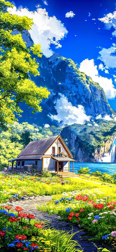 Japan Art Wallpaper, Naruto Landscape, 16k Wallpaper, Cartoon Scenery, Dreamy Artwork, Cottage Art, Art Gallery Wallpaper, Beautiful Wallpaper, Beautiful Images Nature