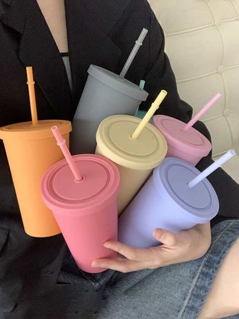 Search cups | SHEIN EUQS Coffee Cup With Straw, Camping Drinks, Plastic Coffee Cups, Reusable Plastic Cups, Large Water Bottle, Ice Cup, Sports Water Bottle, Birthday Cup, Iced Coffee Cup