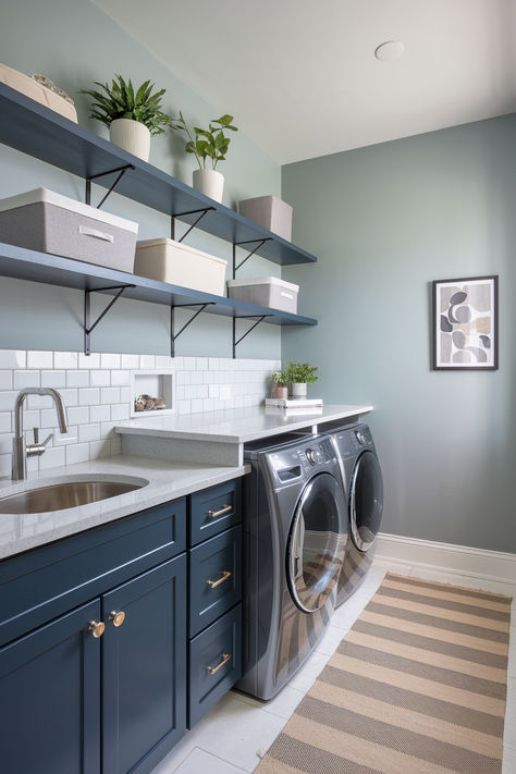 Functional and Beautiful Laundry Room Ideas Laundry Room Colors Scheme, Functional Laundry Room, Laundry Room Colors, White Laundry Rooms, Washing And Drying Machine, Compact Laundry, White Laundry, Laundry Room Ideas, Modern Laundry Rooms