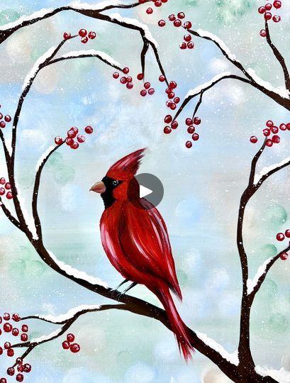 How to Paint a WINTER CARDINAL! | A beginner step by step WINTER CARDINAL painting tutorial!😄🎨 Trust the process with this one, especially the bokeh effect and you will do great!... | By Emily Seilhamer ArtFacebook How To Paint A Cardinal, Cardinal Painting, Peacock Painting, Acrylic Painting For Beginners, Creative Painting, Acrylic Painting Tutorials, Pour Painting, Book Art Drawings, Art Painting Acrylic