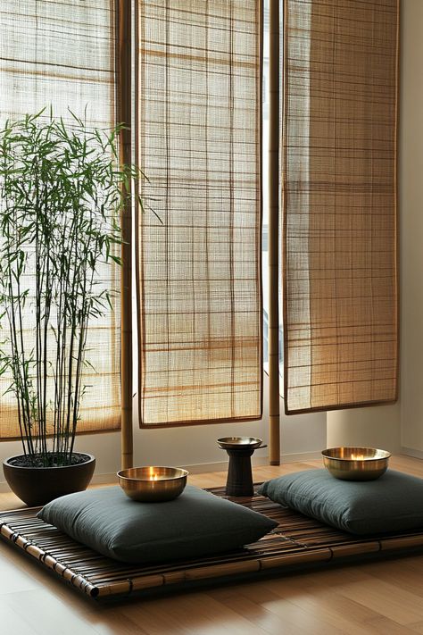 Zen-Style van meditation room. Bamboo wall divider, pillar candle, low table with Tibetan singing bowls.

In the hustle and bustle of modern life, don't you ever wish you could just press pause, retreat to a serene haven, and recharge your mind and soul? Look no further. We have handpicked 69 jaw-dropping Zen meditation space ideas that promise to transform the most mundane nooks of your…

Read more: https://tastyinteriors.com/generated-post-69-zen-meditation-space-ideas/ Buddhist Altar Home, Zen Den Meditation Rooms, Meditation Furniture, Japanese Zen Room, Diy Meditation Space, Yoga Patio, Asian Zen Interior Design, Home Relaxation Room, Meditation Space Ideas