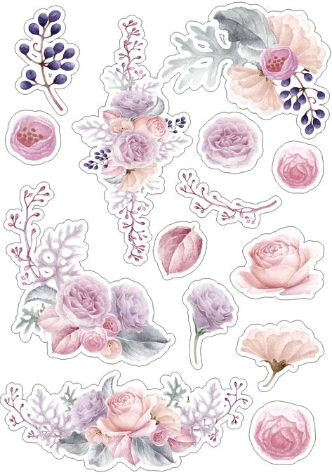 Tumblr Stickers, Scrapbook Stickers Printable, Sticker Template, Album Scrapbooking, Printable Scrapbook Paper, Bullet Journal Stickers, Flower Printable, Floral Stickers, Related Images