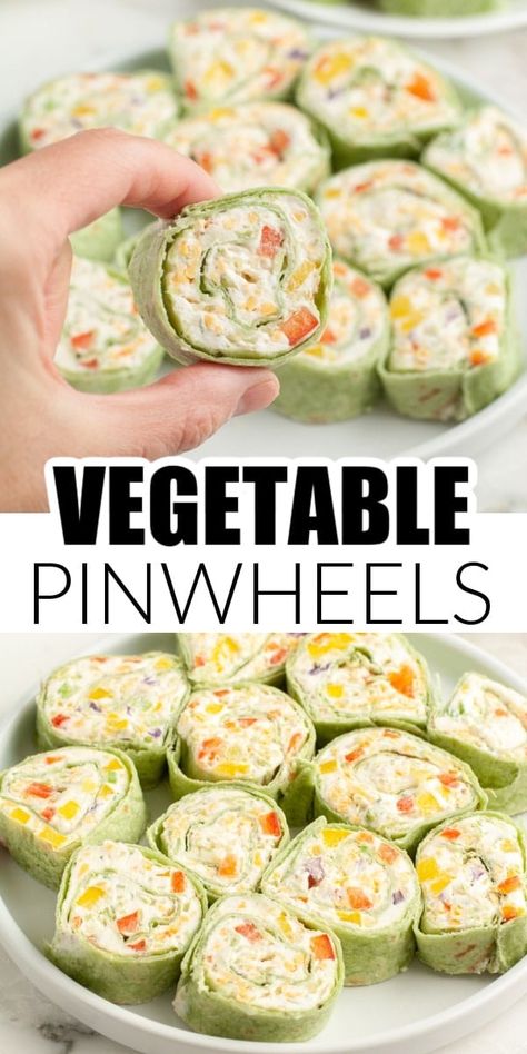 Corn Beef Pinwheels, Low Carb Pinwheels Cream Cheese, Vegetable Pizza Pinwheels, Vegetable Pinwheel Appetizers, Make Ahead Pinwheels, Veggies For Party Appetizers, Healthy Pinwheel Recipes Low Carb, Veggie Tortilla Wraps, Light Healthy Appetizers