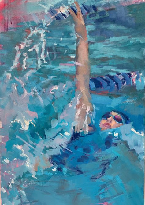 Swimmer Painting, Swimming Painting, Jessica Cook, Swim Art, Swimming Art, Swimming Pictures, Sports Painting, Underwater Art, Beach House Art