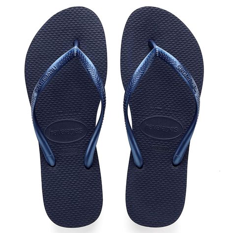 Navy Flip Flops, Rubber Flip Flops, Havaianas Flip Flops, Flip Flop Shoes, Metallic Logo, Flip Flop Sandals, Summer Shoes, Womens Flip Flop, Mens Flip Flop