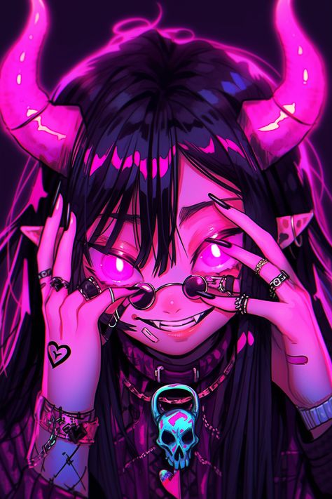 Anime Demon Pfp, Oni Art Demons, Oni Desktop Wallpaper, Oni Aesthetic Red, Demon Girl Pfp, Demon Pfp, Silver Wolf Wallpaper, Purple Anime Character Aesthetic, Oni Girl Art