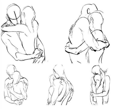 Couples Ref Drawing Hug Reference, Person Hugging Another Person Drawing, Reuniting Pose Reference, Comforting Couple Pose Drawing, 2 People Cuddle Reference, How To Draw People Cuddling, People Cuddling Drawing Base, Suprise Hug Reference, Jump Hug Reference