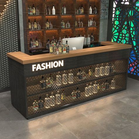 Metal Counter Design, Metal Bar Counter Design, Retail Cash Counter Design, Cash Counter Design Retail Shops, Retail Counter Design, Restaurant Reception Counter, Shop Counter Ideas, Counter Bar Design, Industrial Style Reception