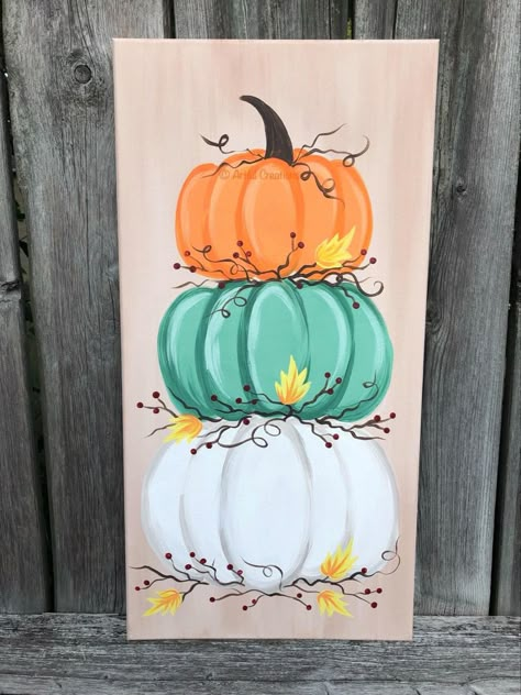 Pumpkin Paint And Sip Ideas, Pumpkin Fall Painting, Fall Paintings For Beginners, Easy Thanksgiving Paintings, Beginner Painting Tutorial, Fall Wall Paintings, Thanksgiving Paintings On Canvas, Fall Inspired Paintings, Simple Fall Paintings On Canvas