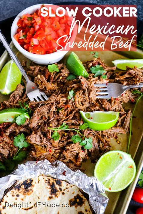 EASY Slow Cooker Mexican Shredded Beef | BEST Beef Barbacoa Recipe Slow Cooker Mexican Shredded Beef, Slow Cooker Beef Barbacoa, Slow Cooker Mexican Beef, Pollo Asado Recipe, Homemade Taco Sauce, Asado Recipe, Beef Barbacoa Slow Cooker, Taco Sauce Recipes, Slow Cooker Shredded Beef