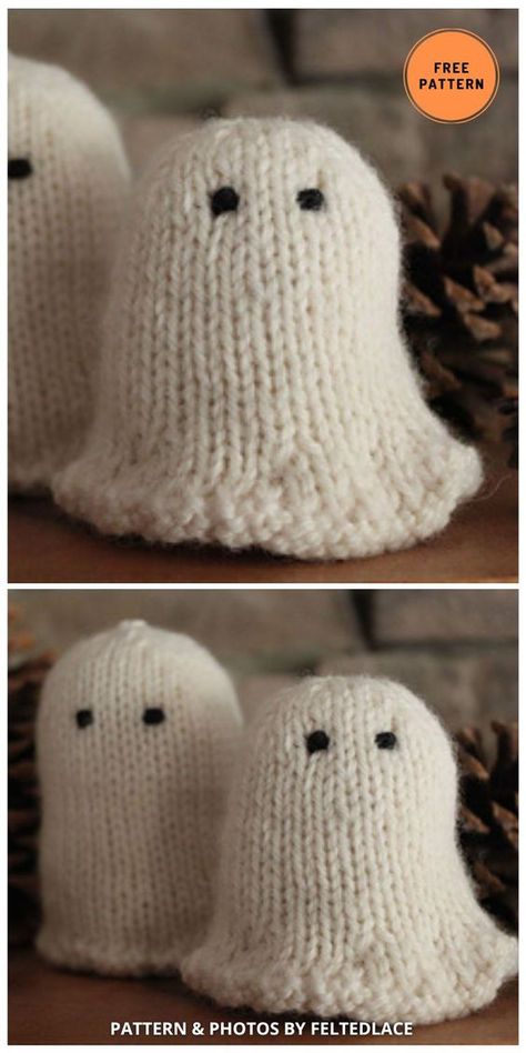 Knitted Halloween Bats, Knit Ghost Pillow, Loom Knit Halloween Patterns, Free Ghost Knitting Patterns, Nifty Knitter Projects, Knit Ghost Pattern Free, Free Knitting Patterns For Halloween, Halloween Knits Free, Acorn Knitting Pattern Free