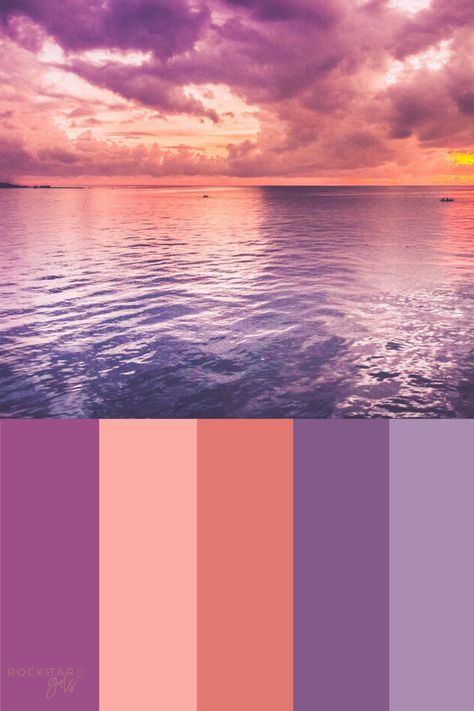 Color palette inspiration, #purple, #orange #colors #colorpalette #colorinspiration #colorschemes Pink Peach Purple Color Palette, Color Palette Light Purple, Purple Peach Color Palette, Pink Purple Gold Color Palette, Purple Sky Color Palette, Purple And Orange Color Scheme, Lavender Peach Color Palette, Purple And Orange Colour Palette, Pink Orange Lilac Color Palette