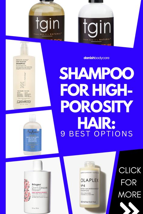 Find the Perfect Shampoo for High-Porosity Hair: Your Ultimate Guide! High-porosity hair needs the right shampoo to retain moisture and prevent damage. Our post shares carefully curated shampoos designed to nourish and fortify your hair. Ready to elevate your hair care game? Click the link to check out the post and give your high-porosity hair the care it craves! Shea Moisture High Porosity Products, High Porosity Hair Shampoo, High Porosity Shampoo, Shampoo For High Porosity Hair, High Porosity Hair Care, High Porosity Hair Products, High Porosity Hair Regimen, Shampoo Design, High Porosity Hair