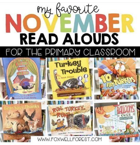 November Books For Kids, November Read Alouds Kindergarten, Library Thanksgiving, Thanksgiving Read Alouds, November Read Alouds, Snack Activities, Book Rotation, Thanksgiving Read Aloud, Library Storytime