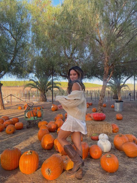 Pumpkin Patch Outfit Cowgirl Boots, Fall Apple Picking Outfit, Pumpkin Farm Pictures, Pumpkin Patch Instagram Pictures, Romanticizing Autumn, Fall Mini Shoot, Pumpkin Patch Outfits, Pumpkin Patch Aesthetic, Pumpkin Patch Photos