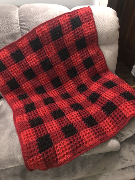 One of a kind Buffalo plaid waffle stitch baby blanket crochet red burgundy black plaid crochet baby blanket Red And Black Plaid Crochet Blanket, Buffalo Check Granny Square Blanket, Crochet Buffalo Plaid Blanket, Buffalo Plaid Crochet Blanket Pattern, Crochet Red Blanket, Burgundy Crochet Blanket, Black And Red Crochet Blanket, Red And Black Crochet Blanket, Red Crochet Blanket