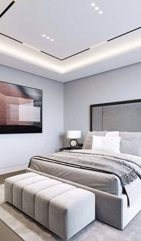 Wall Ceiling Design For Bedroom, Bedroom False Ceiling Design 2023, New Ceiling Design Living Rooms Simple, Linear Lighting Ceiling Living Rooms, Linear Lights Ceiling, Linear Ceiling Design, Minimalist Ceiling Design Bedroom, Plain Ceiling Design Bedroom, Minimalist Bedroom Ceiling Lights