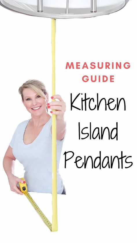 How to determine the right size, spacing and hanging height for kitchen island lighting. Spacing and sizes for linear, two pendants and three pendants. Easy way to test sizing and placement before installing kitchen island lighting. Kitchen Island Lighting One Fixture, Pendant Lighting Over Long Kitchen Island, Kitchen Island Pendant Light Low Ceiling, Pendant Lighting Over Kitchen Island Measurements, Single Chandelier Over Kitchen Island, How Many Pendant Lights Over 10 Ft Island, Double Pendant Lights Over Kitchen Island, Hanging Lights Kitchen Island, Peninsula Lighting Pendants