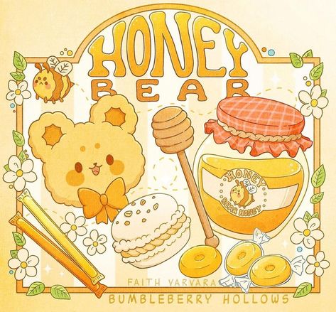 Faith Varvara on Instagram: “🌼Boris the Bear loves his honey🍯 By the way if you haven’t seen the new Kickstarter stretch goal you can find the link in my bio or see my…” Faith Varvara, Food Sketch, Honey Bear, Bear Art, The Bear, Love Him, Pikachu, The Way, Honey