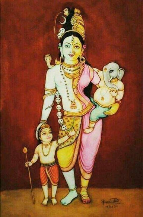 Soundarya Lahari, Bhagwat Geeta, Tattoos Animals, Shakti Goddess, Shiva Parvati Images, Shiva Pics, Shiva Painting, Lord Shiva Family, Lord Ganesha Paintings