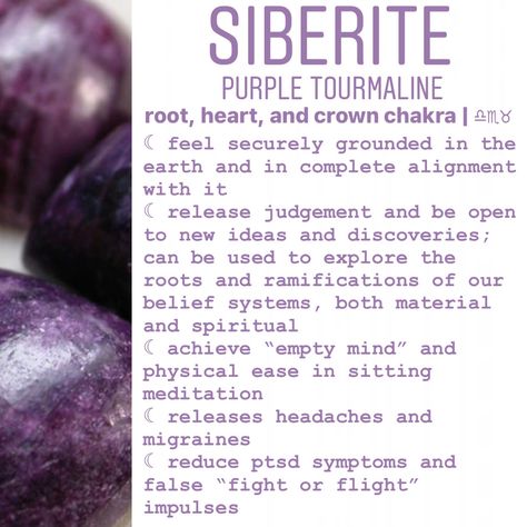 siberite purple tourmaline meaning Purple Scapolite Meaning, Purple Tourmaline Meaning, Purple Tigers Eye Meaning, Purple Chalcedony Meaning, Plum Tourmaline Meaning, Lavender Quartz Meaning, Closeted Witch, Purple Stones Crystals, Crystal Encyclopedia