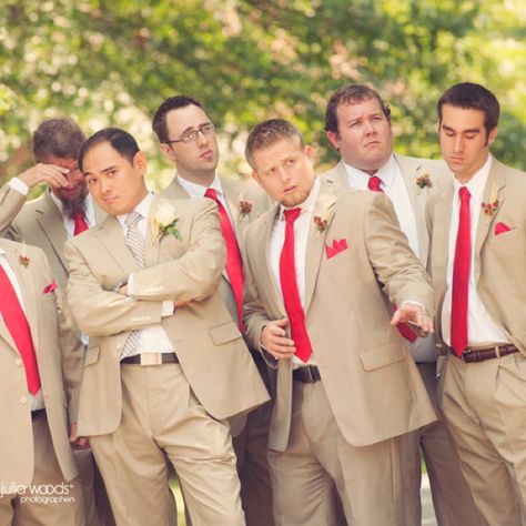 Red and khaki Red Groomsmen Attire, Red Groomsmen, Khaki Wedding, Ariel Wedding, Khaki Suits, Wedding Groomsmen Attire, Shoes Dresses, Groomsmen Looks, Red And White Weddings