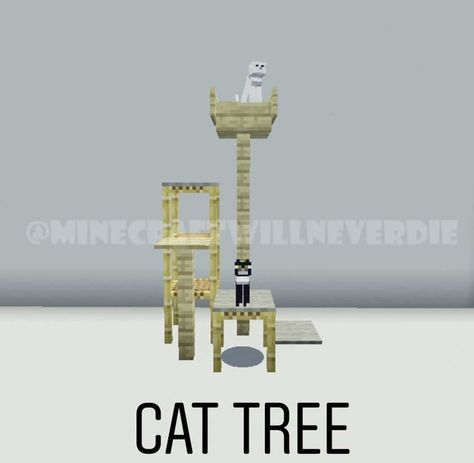 Cat Minecraft Ideas, Cat Stand Minecraft, Cat Tree Minecraft Ideas, Cat Tree In Minecraft, Minecraft Cat Tree Design, Minecraft Sign Post Ideas, Cat Tower Minecraft, Cat Minecraft Build, Cat Tree Minecraft