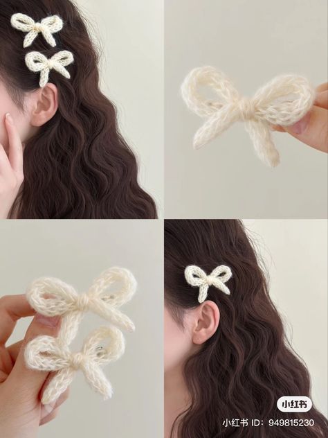 Headband Crochet Flower, Hair Bands Crochet, Cute Crochet Hair Accessories, Cute Clips For Hair, Hair Band Hairstyles, Crochet Clips, Hair Clip Crochet, Airy Styles, Crochet Clip