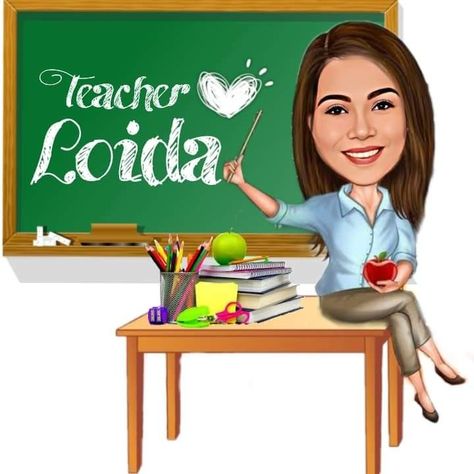 Caricature Teacher, Teacher Cake Topper, Female Caricature, Teacher Cakes, Teacher Cartoon, Personalized Caricature, Mini Cartoon, Caricature Sketch, Caricature From Photo