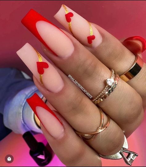 V Day Nails Valentines, Acrylic Nail Designs Classy, Nail Art Courses, Valentino Beauty, Long Red Nails, Boho Nails, Matte Top Coat, Nude Nail, Nude Nail Designs