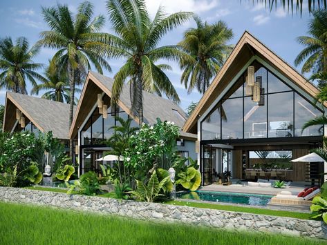 The Hut | Villa Builders in Bali | Balitecture Bali Style Resort, Tropical Houses Exterior Bali Style, Bali Villa Design Tropical Homes, Modern Bali Villa, Bali Vila, Modern Tropical Villa, Private Villa Bali, Balinese Villa, Resort Design Plan