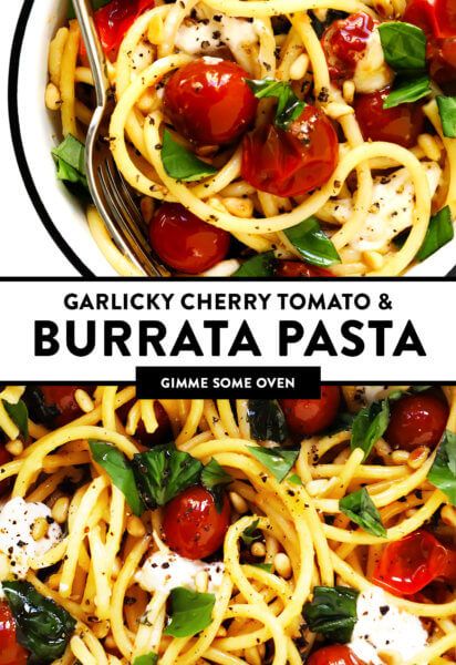 Burst Cherry Tomatoes, Tomatoes Burrata, Cherry Tomato Pasta, Burrata Cheese, Gimme Some Oven, Tomato Pasta, Easy Healthy Dinners, Italian Dishes, Fresh Basil