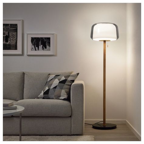 EVEDAL Floor lamp with LED bulb - marble gray, gray - IKEA Ikea Floor Lamp, Floor Lamp Base, Glass Floor Lamp, Reading Lamp Floor, Side Table Lamps, Stand Light, Glass Floor, Standing Lamp, Grey Marble