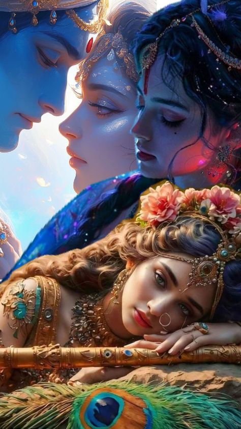 the divine love of radhe krishna✨❤️❤️ Radha Rani Wallpaper For Laptop, Radha Krishna Wallpaper For Pc, Radhakrishna Wallpaper, Radha Krishna Art Beautiful, Unique Radha Krishna Images, Hindu Tattoo, Hd Wallpapers For Laptop, Krishna Gif, Radhe Krishna Wallpapers