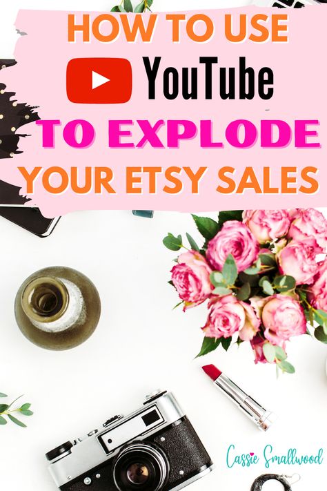 How to use YouTube to explode your Etsy sales.  Camera on desk with flowers. Increase Etsy Sales, Selling Crafts Online, Selling Crafts, Seller Tips, Etsy Tips, Marketing Gift, Etsy Branding, Email Blast, Product Animation