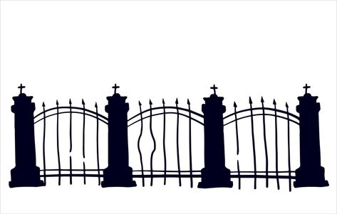 Fence Silhouette, Cemetery Halloween, Old Fences, Black Silhouette, Logo Banners, Cityscape Photos, Nature Backgrounds, Flat Illustration, Heart With Arrow