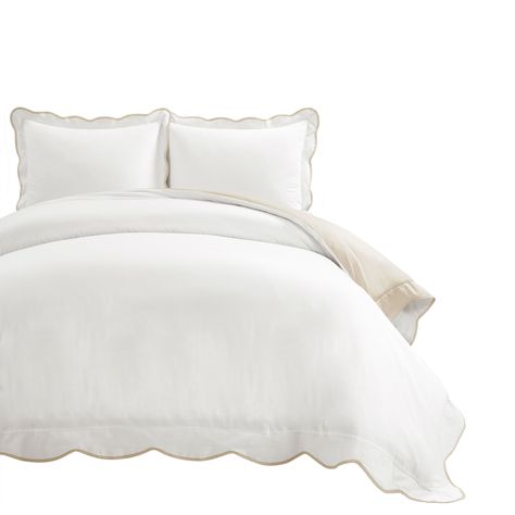 Lush Decor Coastal Chic Scallop Edge Duvet 3 Piece Set - Bed Bath & Beyond - 39883335 Lush Decor, Set Bed, Scallop Edge, Bedding Stores, Coastal Chic, All Grown Up, White Bedding, New Room, Bedroom Makeover