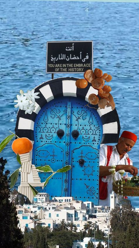 Sidi Bousaid Magic #tunisia #aesthetic #blue #white #Mediterranean Tunisia Aesthetic, Posters Design Ideas, Sidi Bou Said Tunisia, Tunisian Aesthetic, Tunisian Culture, Sidi Bou Said, Artistic Wallpaper, Moroccan Culture, Arab Beauty