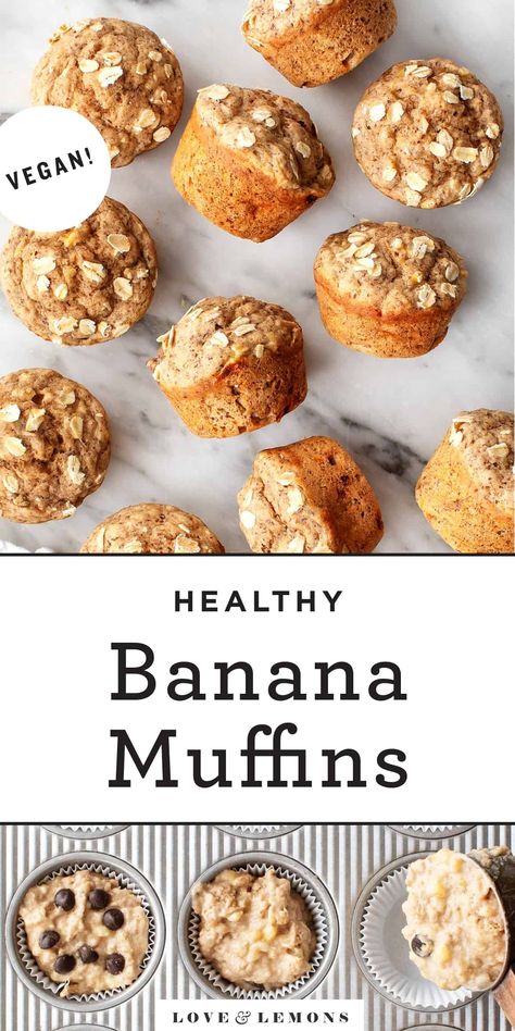 Oat Treats, Snack Muffins, Best Banana Muffins, Banana Muffin Recipe Healthy, Blendtec Recipes, Breakfast Baking, Balanced Eating, Healthy Banana Muffins, Recipe Banana