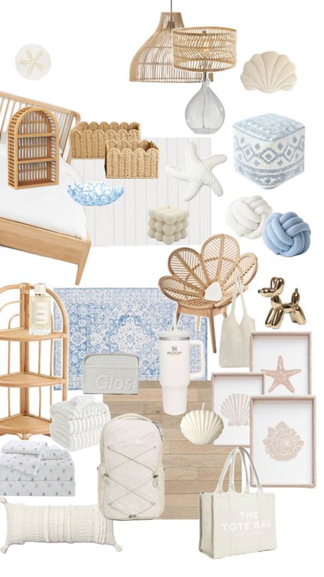 love this Baskets, Collage, Pillows, Bedroom, Bed, Blue, White