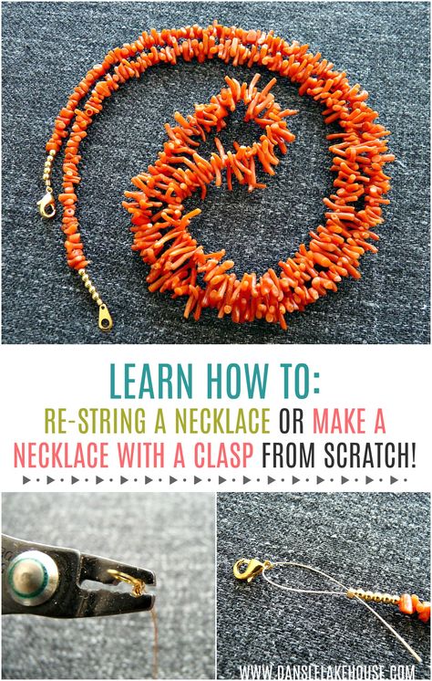 How to Re-String a Necklace or Make a Necklace with a Clasp from Scratch How To Make A Necklace, String Necklace Diy, Bracelets Knots, Make Christmas Gifts, Diy Choker Necklace, Wrapping Crystals, Gothic Jewelry Diy, Jewellery Tutorial, Make Christmas Tree