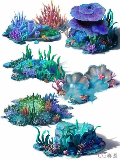 Underwater Painting, Underwater Scene, Underwater Art, Posca Art, Sea Art, 판타지 아트, Environment Concept Art, Environmental Art, Ocean Art