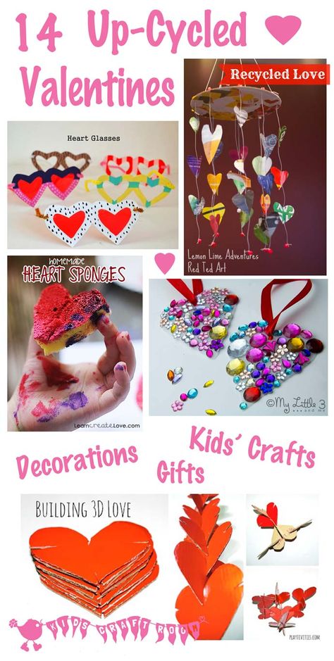 14 CUTE UP-CYCLED VALENTINE'S CRAFTS - Creating a fun filled, pretty Valentine's day for kids doesn't need to cost the earth! Crafts For Older Kids, Valentine's Day Crafts, Easy Valentine Crafts, Kids Craft Room, Valentine's Day Crafts For Kids, Valentine Activities, Valentine Crafts For Kids, Valentine Projects, Valentines Ideas