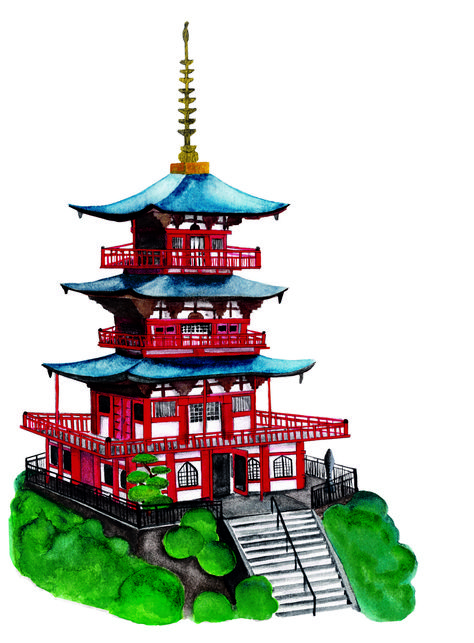 This is one of my first big #watercolor projects I painted. It's also the first original #artzork that I sold I love #drawing and #painting #japanese building so much. It takes a lot of time but I always love the result. #japan #temple #japanesetemple #Kyoto Japan Temple Drawing, Japanese Shrine Drawing, Chinese Temple Drawing, Japanese Temple Drawing, Tokyo Drawing, Japan Traditional Art, Japan Village, Tokyo Architecture, Chinese Buildings