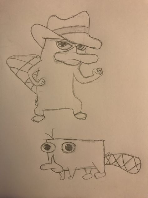 Perry The Platypus Sketch, Perry The Platypus Drawing, Platypus Drawing, Lunchbox Doodles, Perry The Platypus, Platypus, Doodle Art, Easy Drawings, Sketch Book