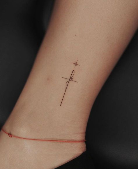 Anklet Tattoos For Women, Simple Leg Tattoos, Small Cross Tattoos, Symbols Of Faith, Tiny Tattoos For Women, Crazy Tattoos, Tiny Wrist Tattoos, Cross Tattoos For Women, Religious Tattoo