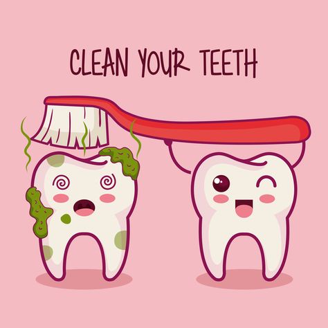 clean teeth cartoon vector Dental Cartoon, Dental Floss Cartoon, Dental Caries Cartoon, Dental Pictures, Radiology Humor, Tooth Cartoon, Dentist Art, Childrens Dental Health, Kedokteran Gigi